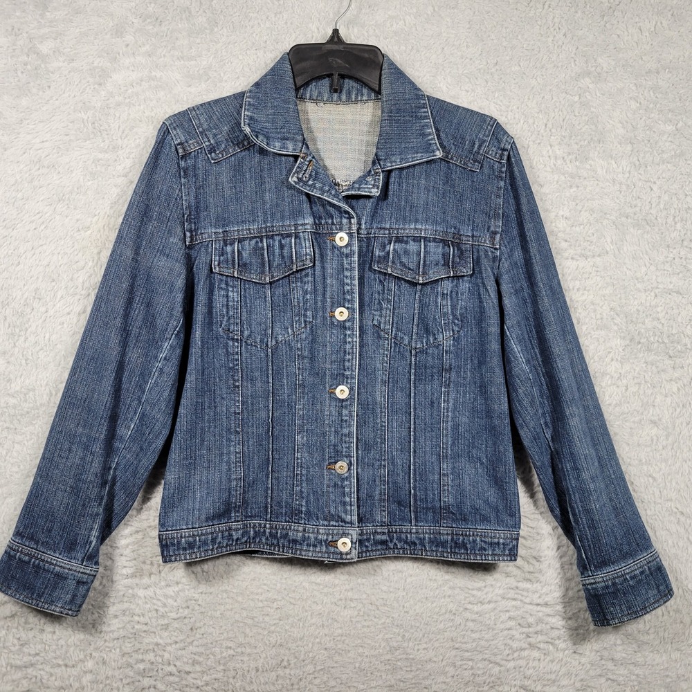 Denim Jacket Womens Small‎ Button Front Authentic Jeanswear Blue Jean